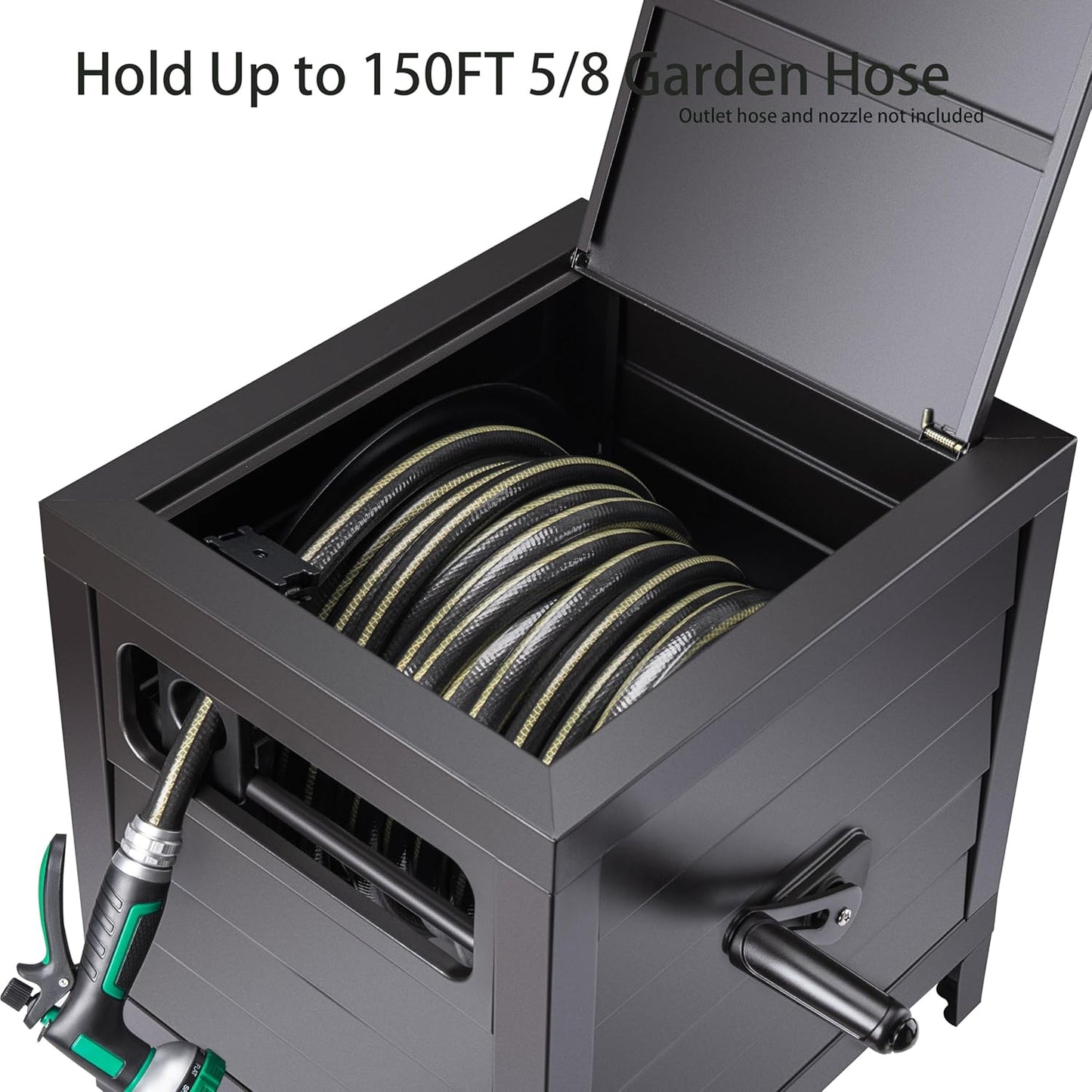 Reel Deck box, Durable Steel Garden Hose Storage Box Cabinet